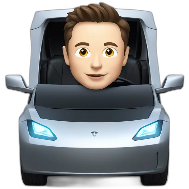 Elon musk riding in a Tesla cyber truck  emoji