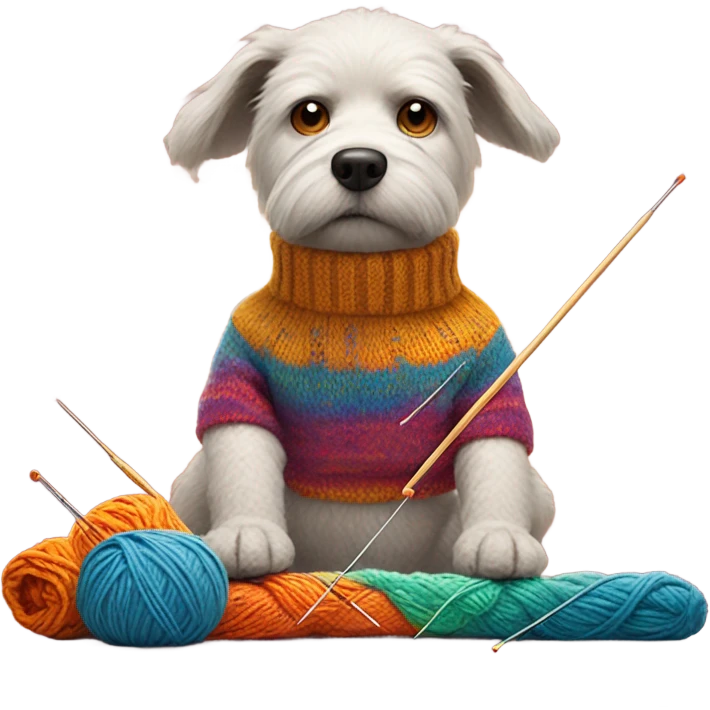 Dog knitting a sweater  emoji