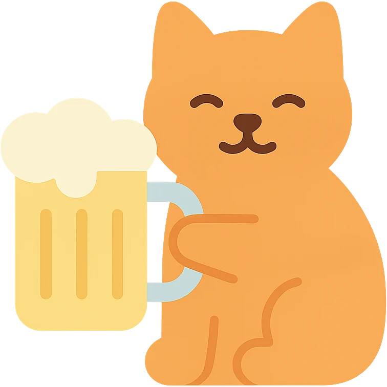 cat holding a giant beer mug emoji