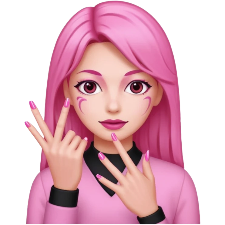 Emoji pinking their fingers with nails  emoji