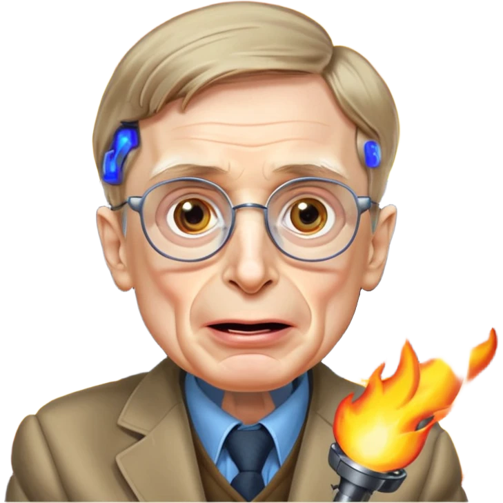 make an emoji of stephen hawking smoking weed, rolling his eyes like undertaker and spitting flames, with laser eyes  emoji