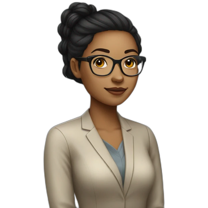 light skinned data analyst intern with glasses and black hairfemale emoji