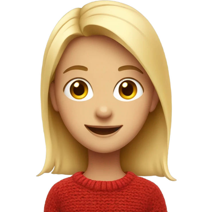 smiling girl in red sweater emoji