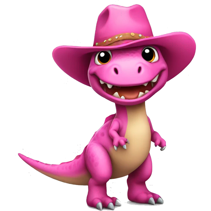 Full body dinosaur wearing pink cowboy hat emoji