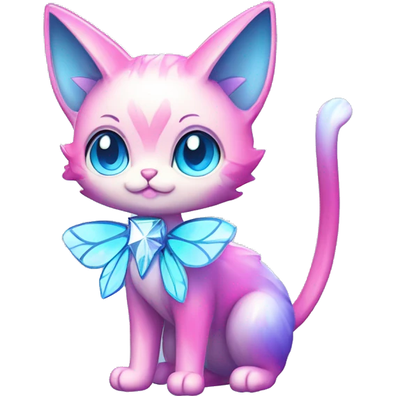 Shiny Pink-Blue-gradient Diamond-Fairy-type-Fakémon-Cat full body emoji