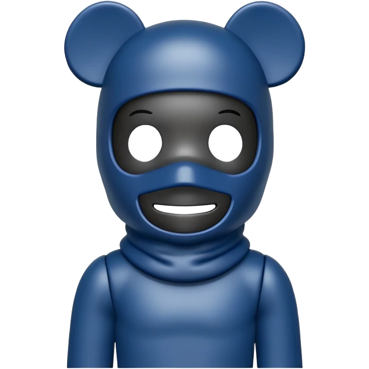 bearbrick figure with a dark blue balaclava mask, simple and elegant emoji