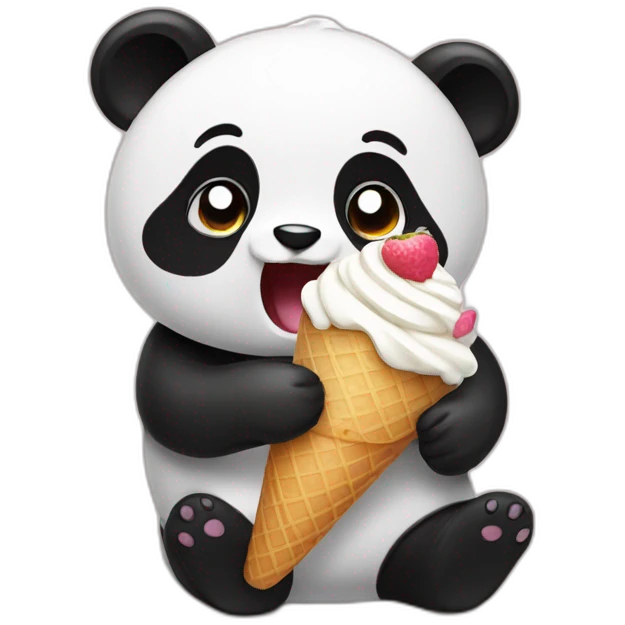 Panda eating ice cream emoji