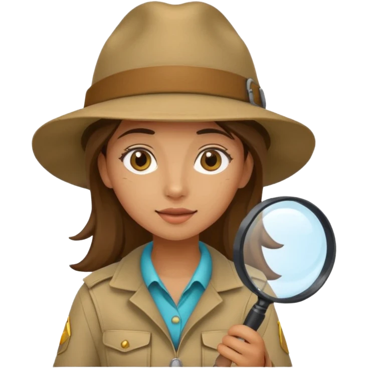 a young female explorer with magnifying glass emoji