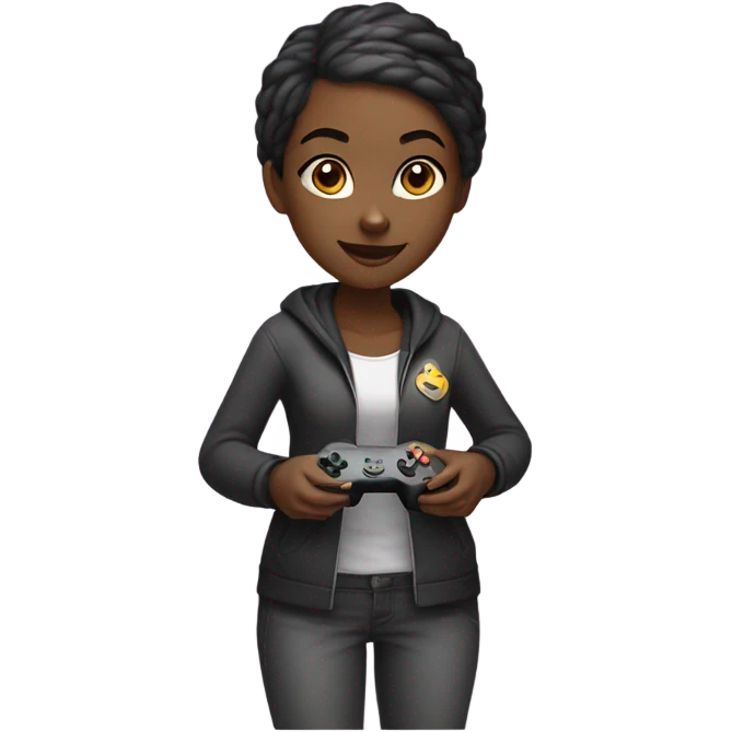 Black bald girl playing video games emoji