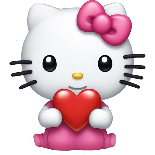 hello kitty with heart emoji