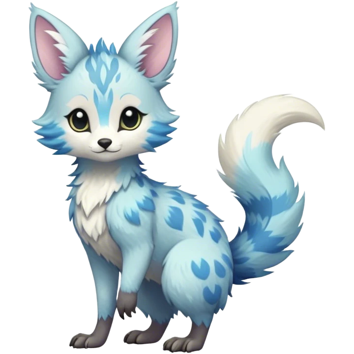 Feral Rare Fantasy cute pastel Vernid-Trico-species by LiLaiRa, random markings, tufted ears, full body emoji