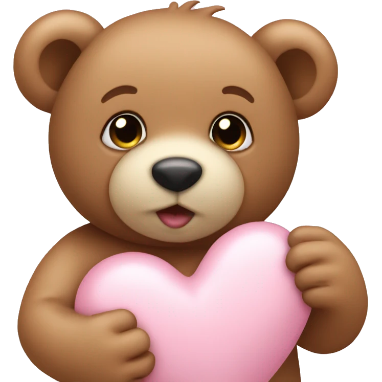 Baby pink heart with teddy bear emoji