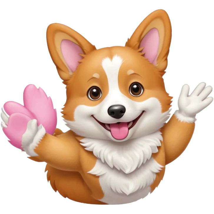 corgi waving hand emoji