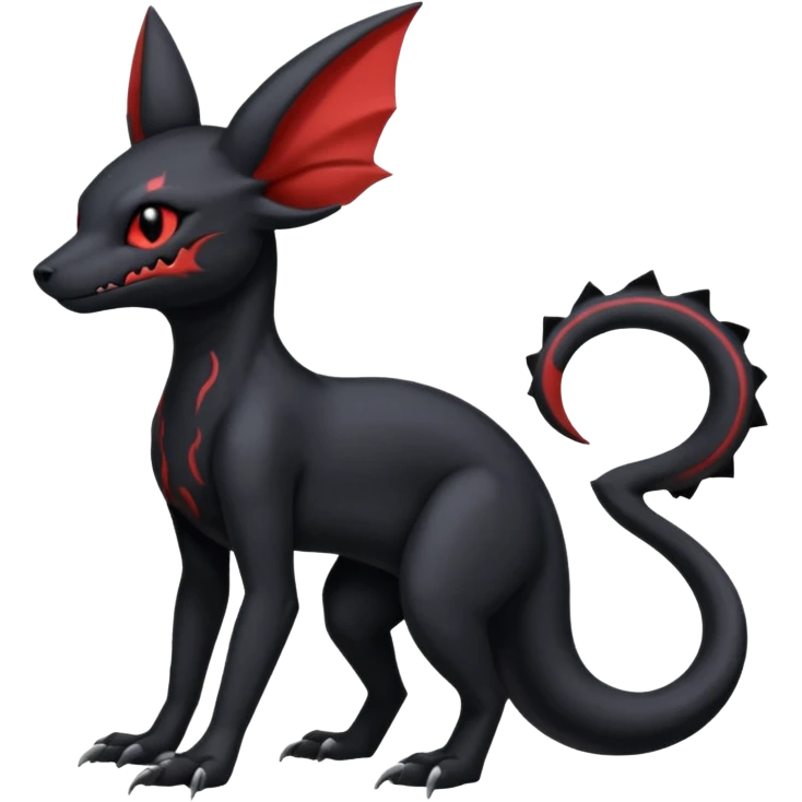 Edgy gothic dark Salandit-Umbreon-Amaura-hybrid-fusion (full body) emoji