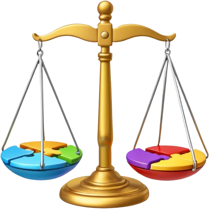 emoji, of a puzzle and a Balance for accounting. emoji