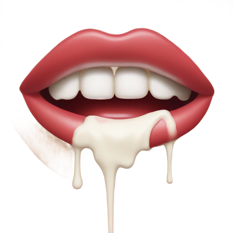 Lipstick Face covered in milk liquid emoji
