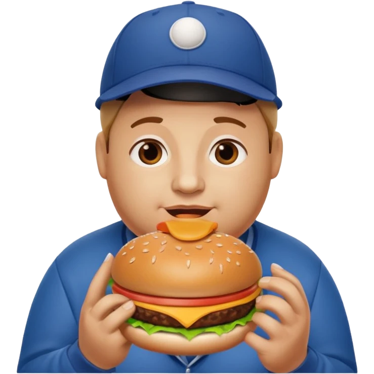 rotund person eating a burger emoji