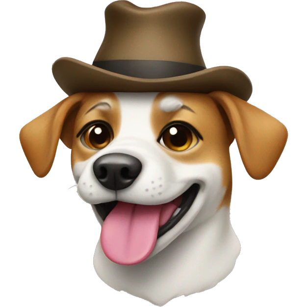 Dog with tongue out and hat emoji