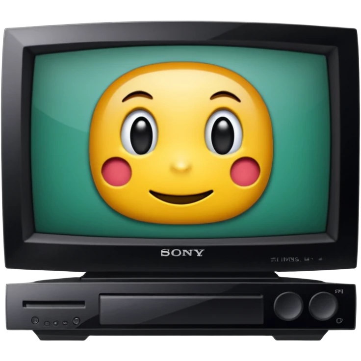 старый черный телевизор Sony с ярко зеленым пиксельным экраном  emoji