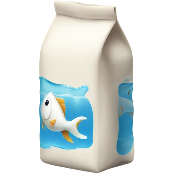 Bag of milk on a fish emoji