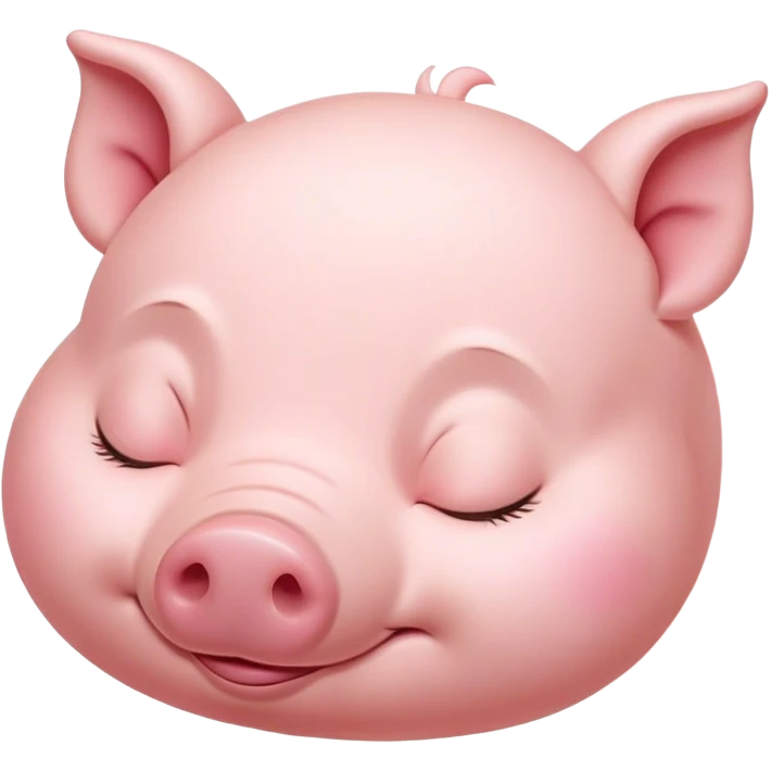 Meme-Worthy Cute Sleeping Piglet Portrait Emoji, Head resting peacefully with a contented smile, showcasing a delightfully tiny build and a luxuriously soft rosy-pink hide, eyes shut in a serene, restful nap, Simplified yet hilariously adorable features, highly detailed, glowing with a soft, drowsy light, high shine, relaxed and utterly lovable, stylized with an air of playful laziness, bright and heartwarming, soft glowing outline, capturing the essence of a comically sleepy piglet, so meme-worthy it feels like it could instantly become the next viral sensation of adorable slumber! emoji