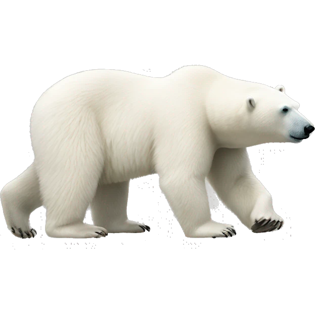 Realistic polar bear side body emoji