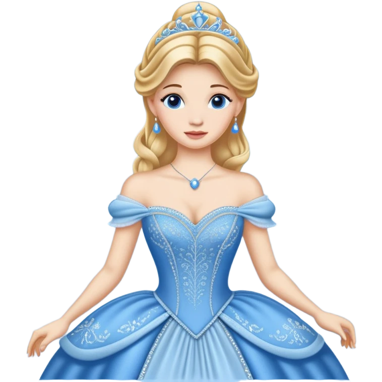 Cinderella in blue princess ball gown emoji
