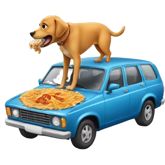 Dog eating car emoji