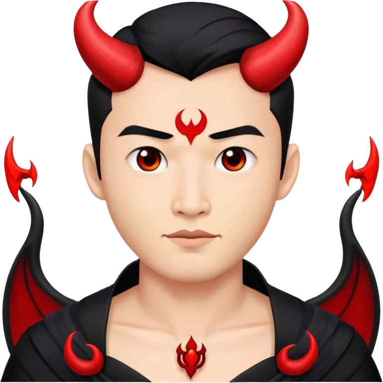 an asian male bride with the face of devil in black wedding dress emoji