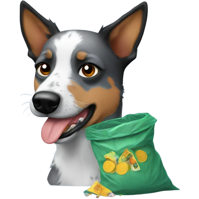 Blue heeler eating trash emoji