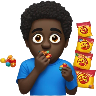 Kodak black eating a blue skittle emoji