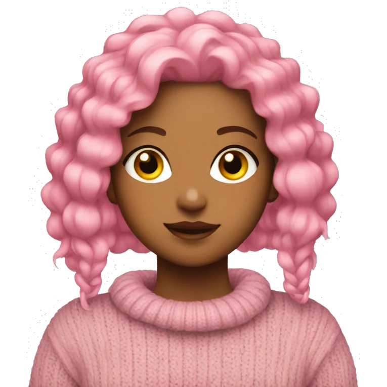 girls in sweaters with accessories and pink hair  emoji