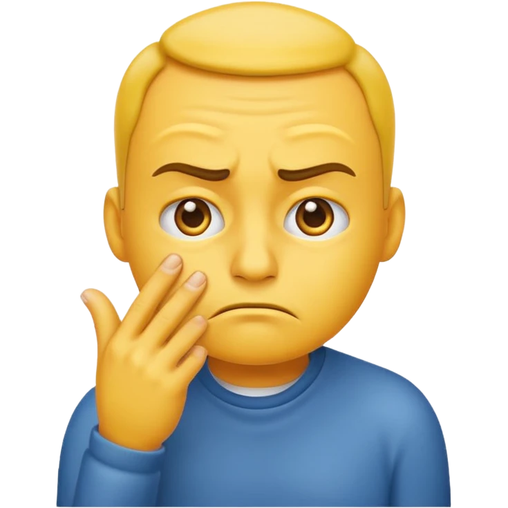 classic yellow emoji face, annoyed, smelling its fingernails emoji