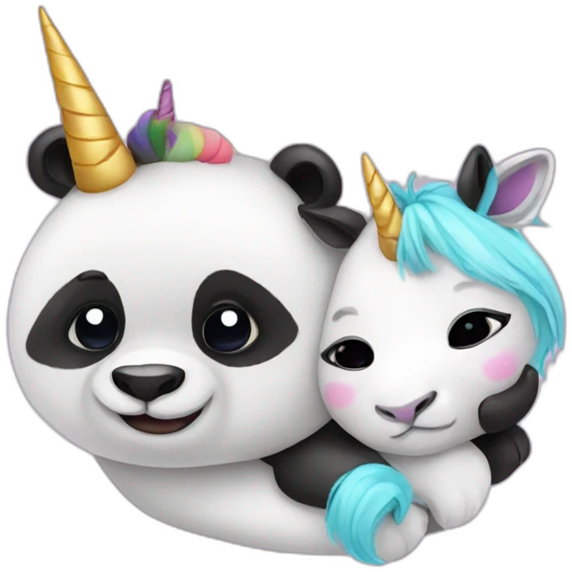 panda and unicorn snuggling emoji