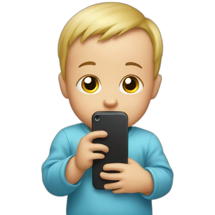 stressed baby holding iphone emoji