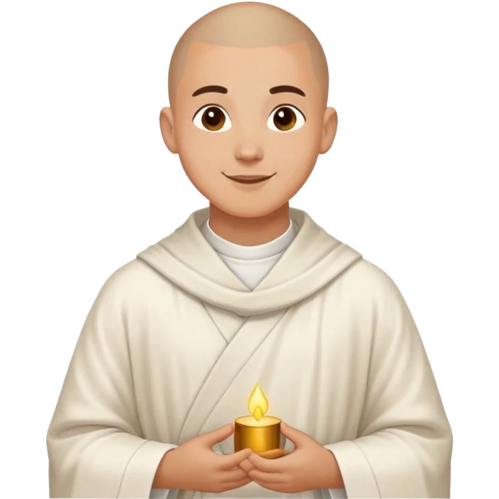Happy young male Italian monk whit white robe emoji