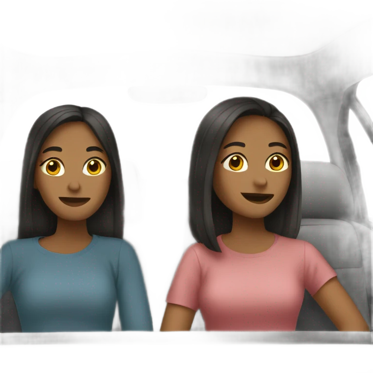 My sisters and me in a car emoji