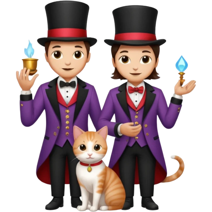 magician couple and their pet cat emoji