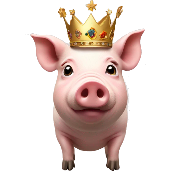 Pig wearing a crown skiing emoji