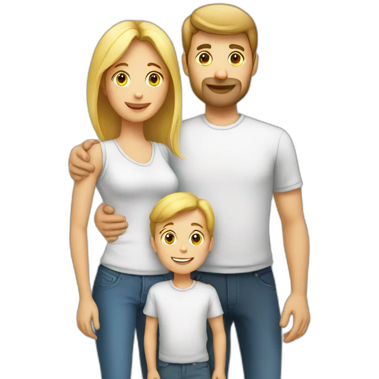Mother with father and kid white emoji
