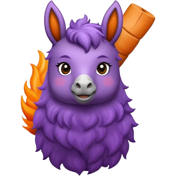 Genera un emoji de una berenjena y un melocotón en fuego emoji