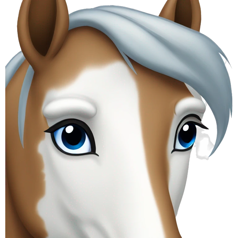 white and brown horse with blue eyes emoji