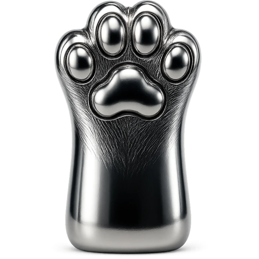 cat paw, shiny metallic finish emoji