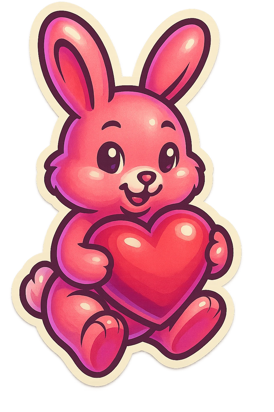 pink bunny holding heart emoji