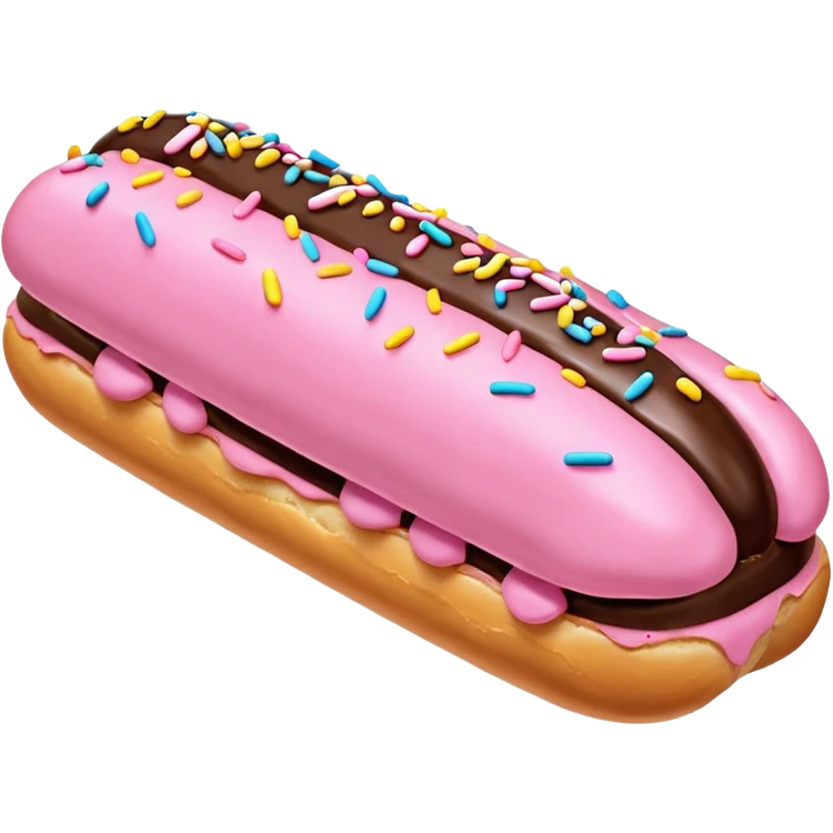 eclair with pink fondant and sprinkles emoji
