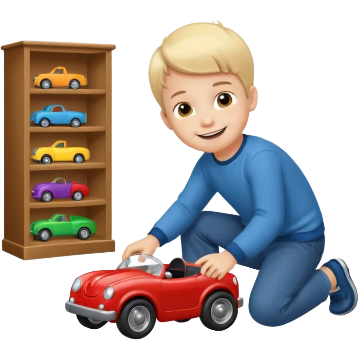 Little boy playing with toy car on the floor emoji
