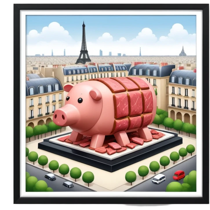  paris art gallery SPAM meat sculpture city arty landscape  emoji