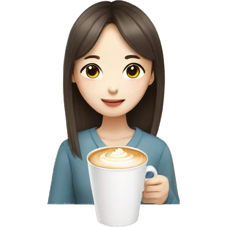 korean girl with latte emoji