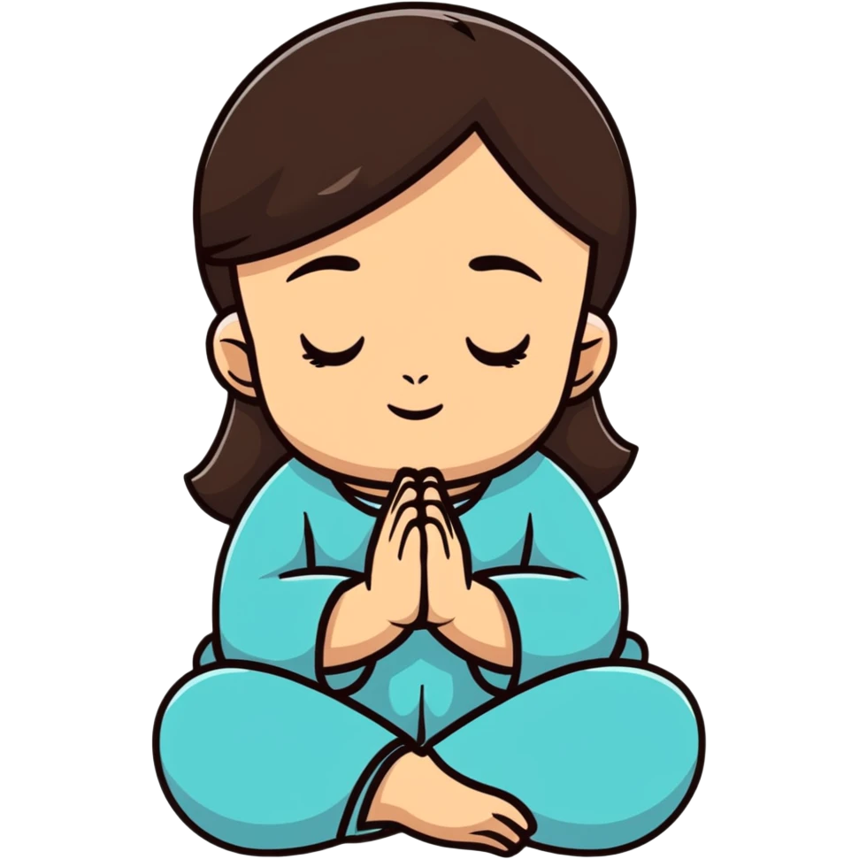 Brunette praying to god emoji