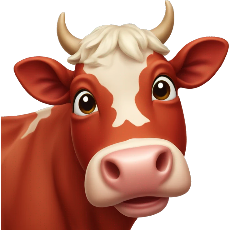 Red cow head smiling emoji